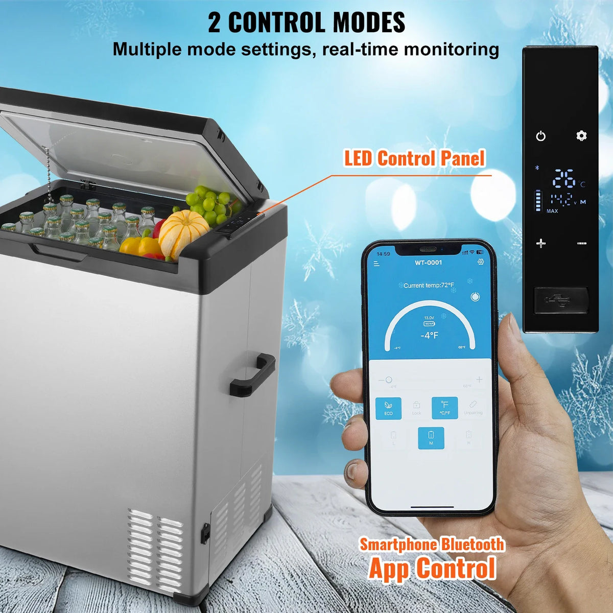70L Car Refrigerator, 12V Car Fridge, Single Zone Portable Freezer, -4℉-68℉, 12/24V DC and 100-240V AC Compressor Cooler