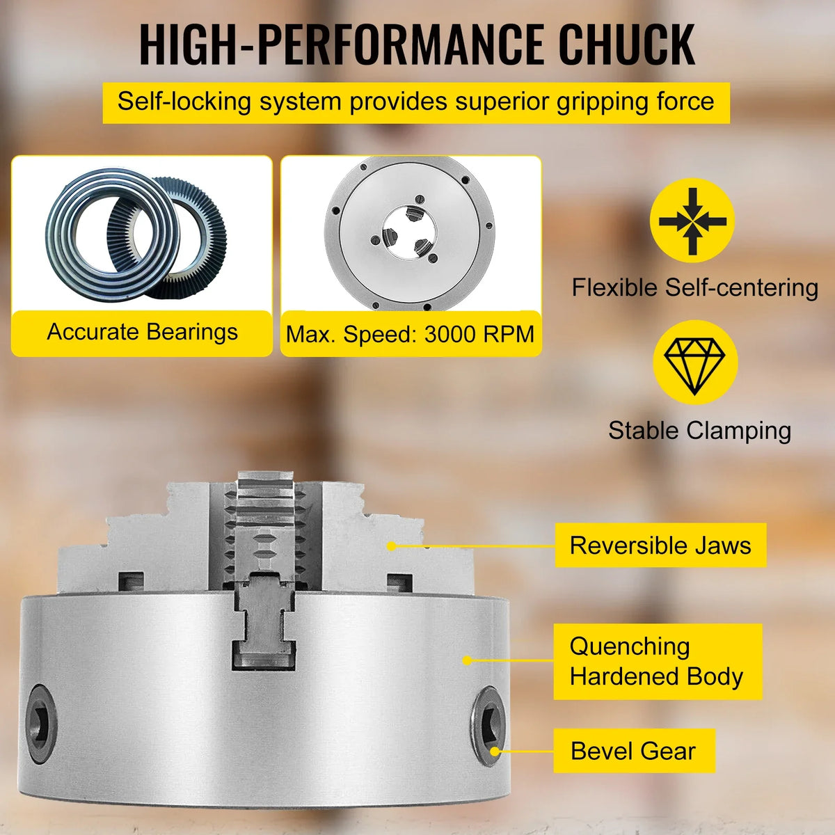 3 Jaw Lathe Chuck K11-200 8Inch K11-250 10inch Self Centering Chuck Hardened Steel Jaws for Lathe Drilling Milling Machine