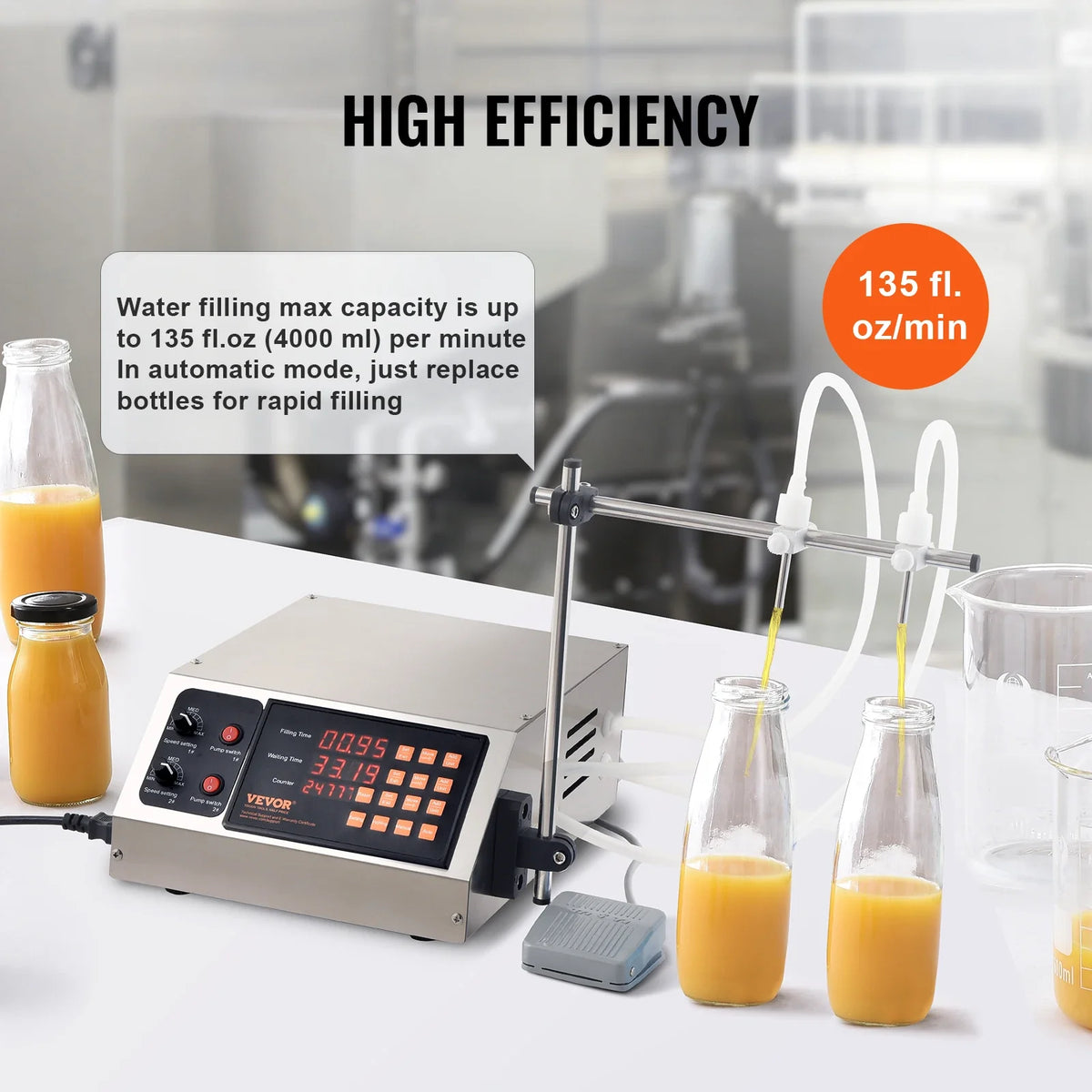 30-4000ml Liquid Filling Machine Double Nozzle Automatic Bottle Filler with Digital Control for Milk Water Wine Beverage