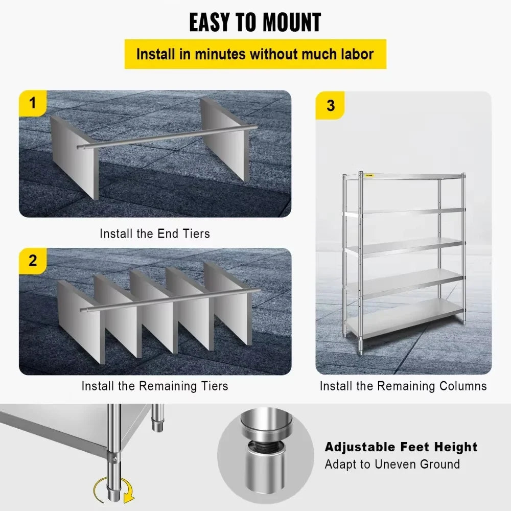 Stainless Steel Shelves  Adjustable Shelf Storage Unit Stainless Steel Rack Shelving Heavy Duty Shelving