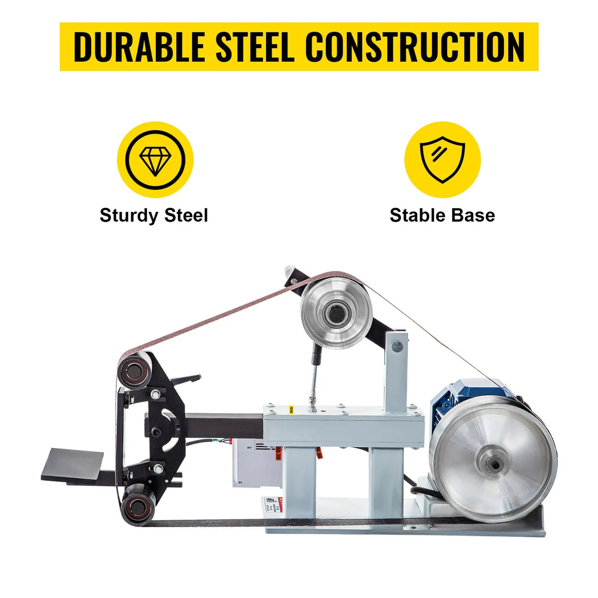 2HP 2x82'' Belt Grinder - Variable/Constant Speed w/3 Moulds & 12'' Wheel, Flat Platen for Metalworking/Knife Making
