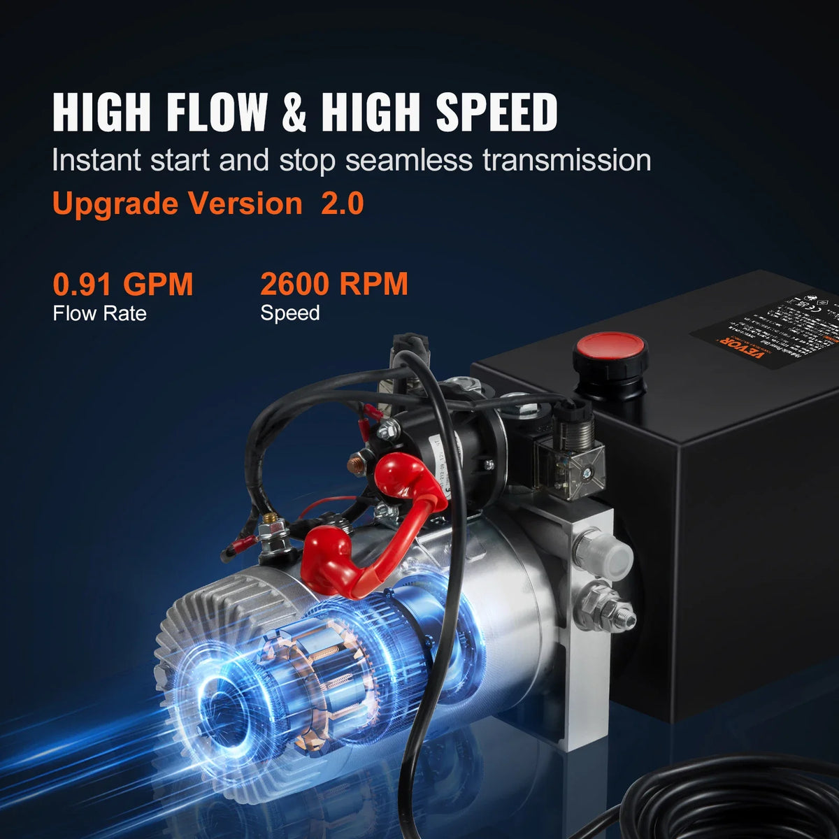 Hydraulic Pump 8 Quart Hydraulic Power Unit Double Acting Dump Trailer Pump 3200 PSI Max Relief Pressure Car Lifting