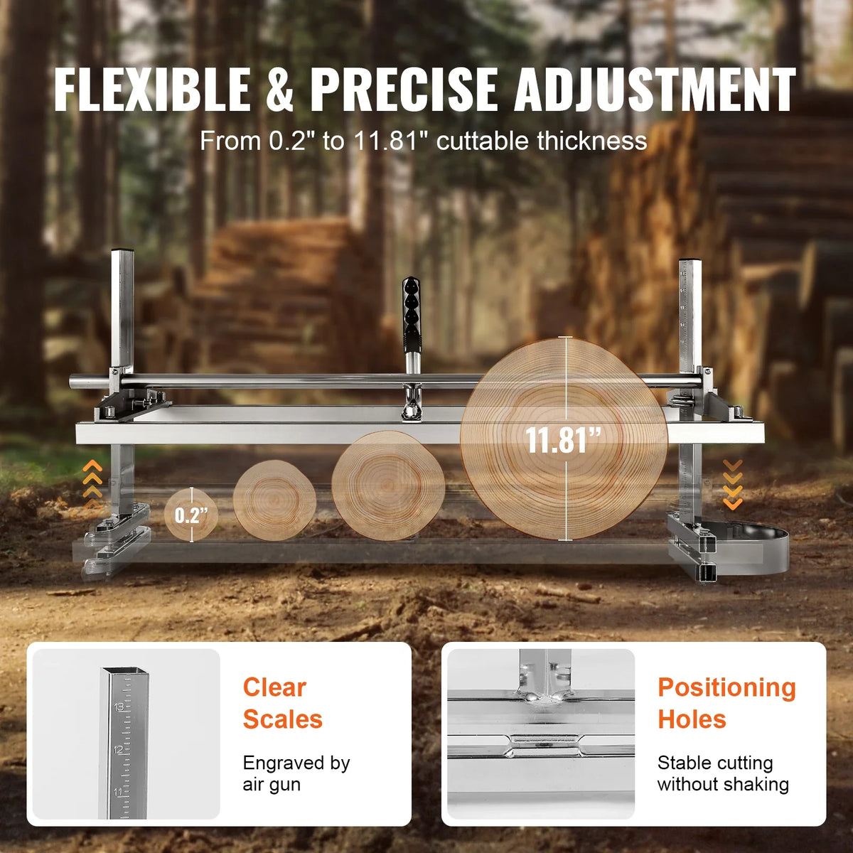 Chainsaw Mill Portable Milling Guide Bar Sawmill Adjustable Width Wood Lumber Cross Cutting Galvanized Steel Chainsaw Mill