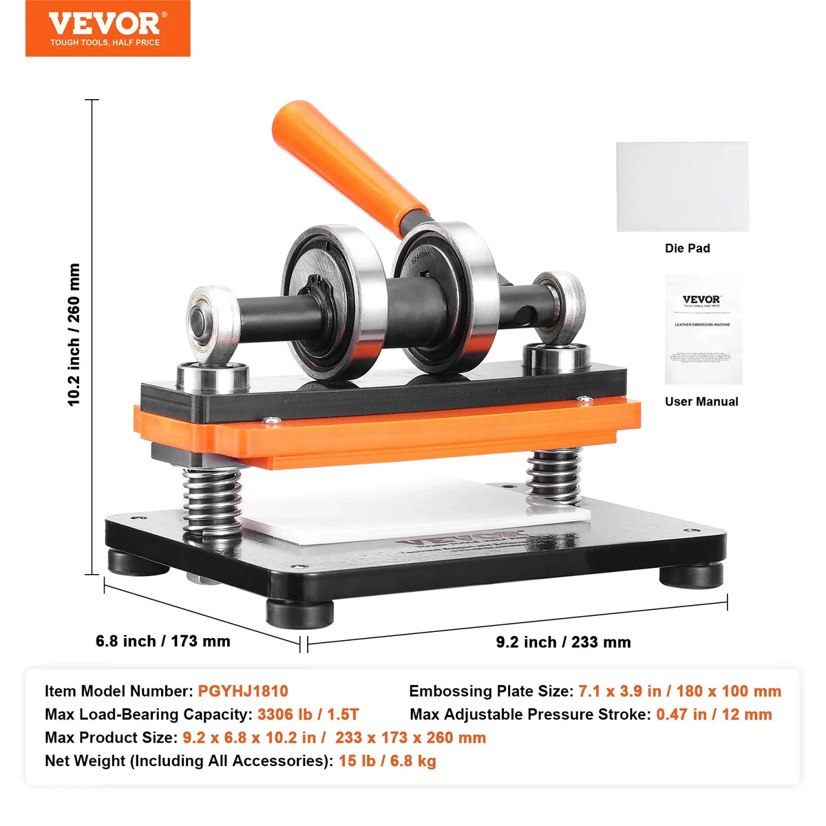 Leather Cutting Machine Embossing Plate Manual Die Cutter 0.47 in Pressure Stroke Leather Embossing Machine