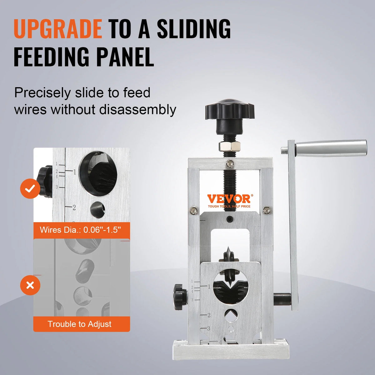 Manual Wire Stripping Machine 0.06''-1.5'' Copper Stripper Portable Aluminum Frame Wire Peeler for Scrap Copper Recycling