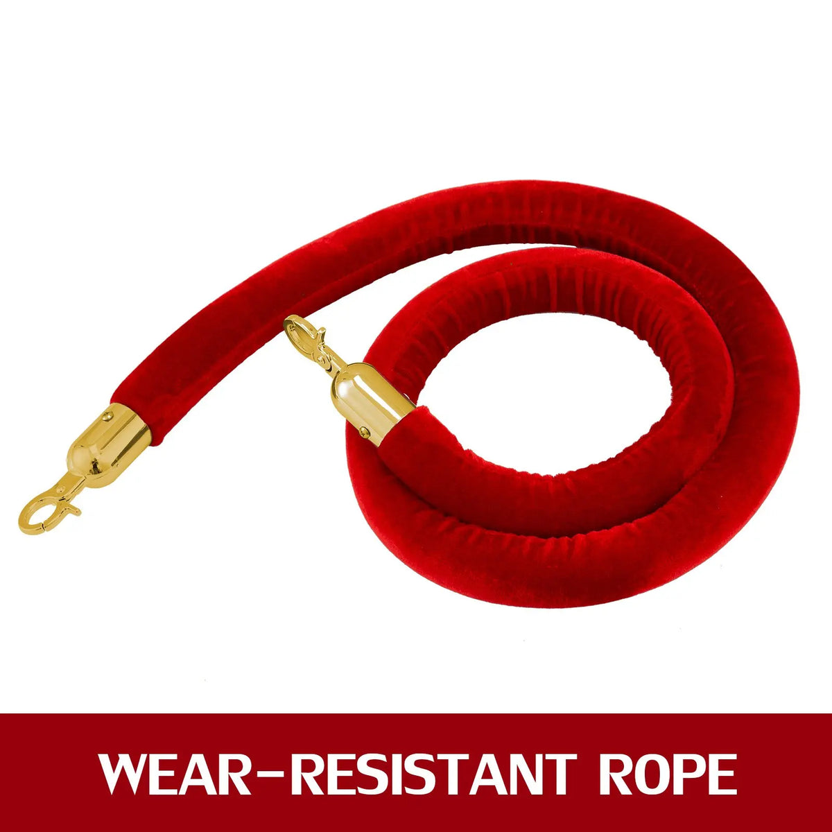 38Inch Gold Stanchion Posts Queue Red Velvet Rope Crowd Control Line Barriers with Stable Base for Party Supplies