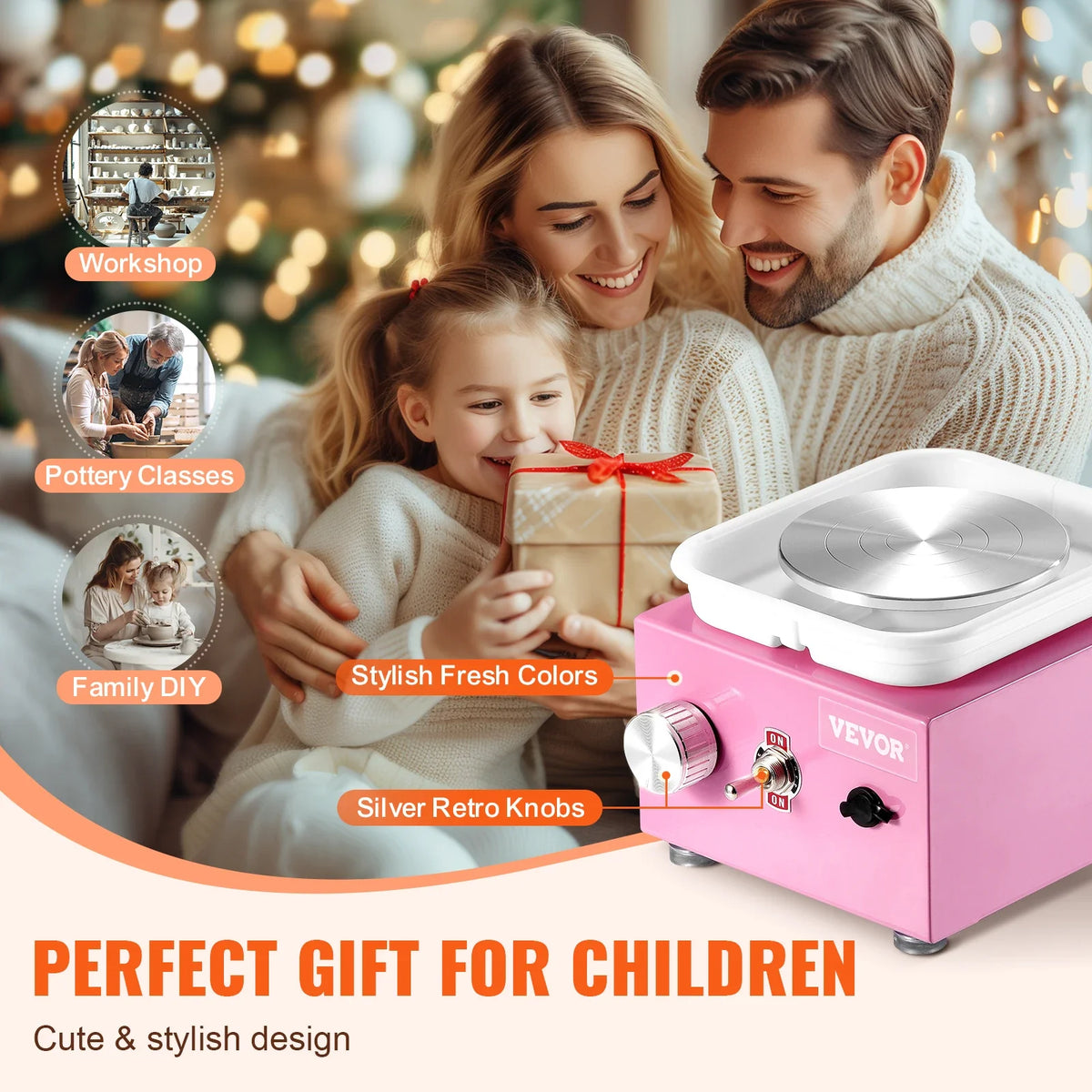 Mini Pottery Wheel 320RPM Adjustable Speed Electric Ceramic Wheel Machine for Art Craft Work Home DIY