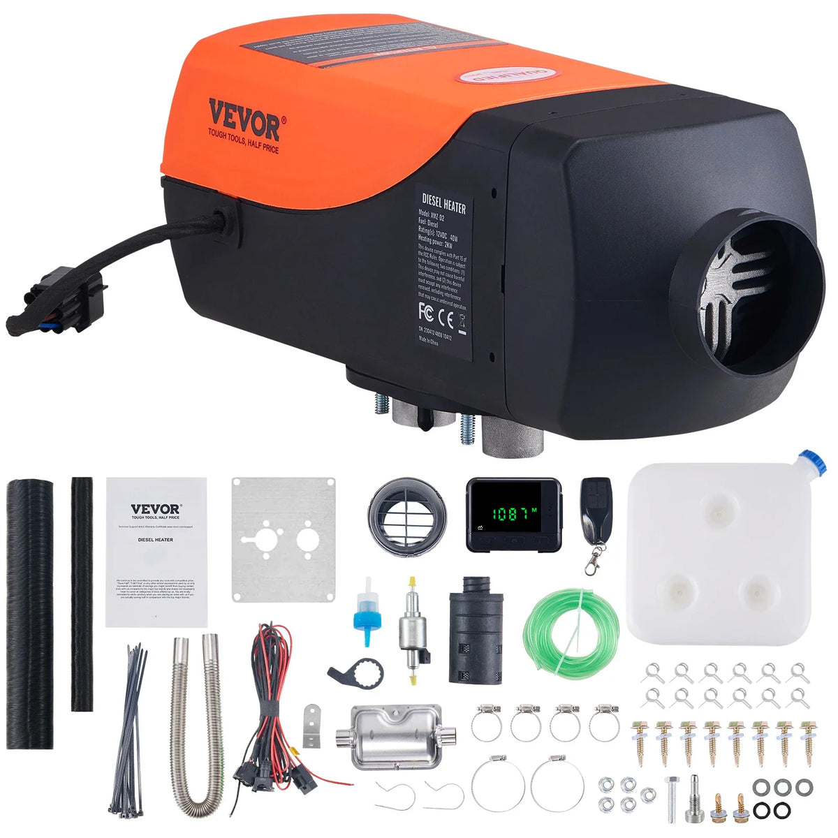 Diesel Air Heater, 12V 2KW Diesel Heater w/Remote Control & LCD Display, 10L Fuel Tank Diesel Parking Heater,Rapid Heating