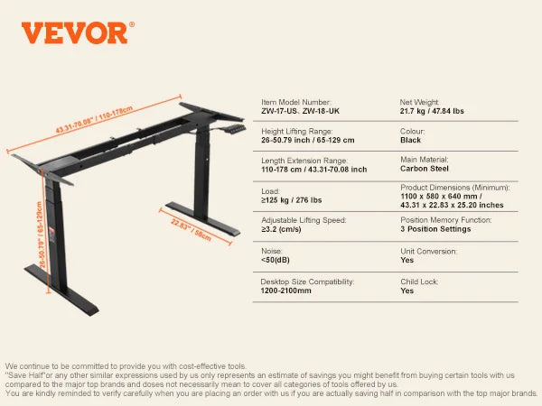 Standing Desk Frame Electric Stand Up Computer Desk Legs Ergonomic DIY Workstation Base for Home and Office Black white