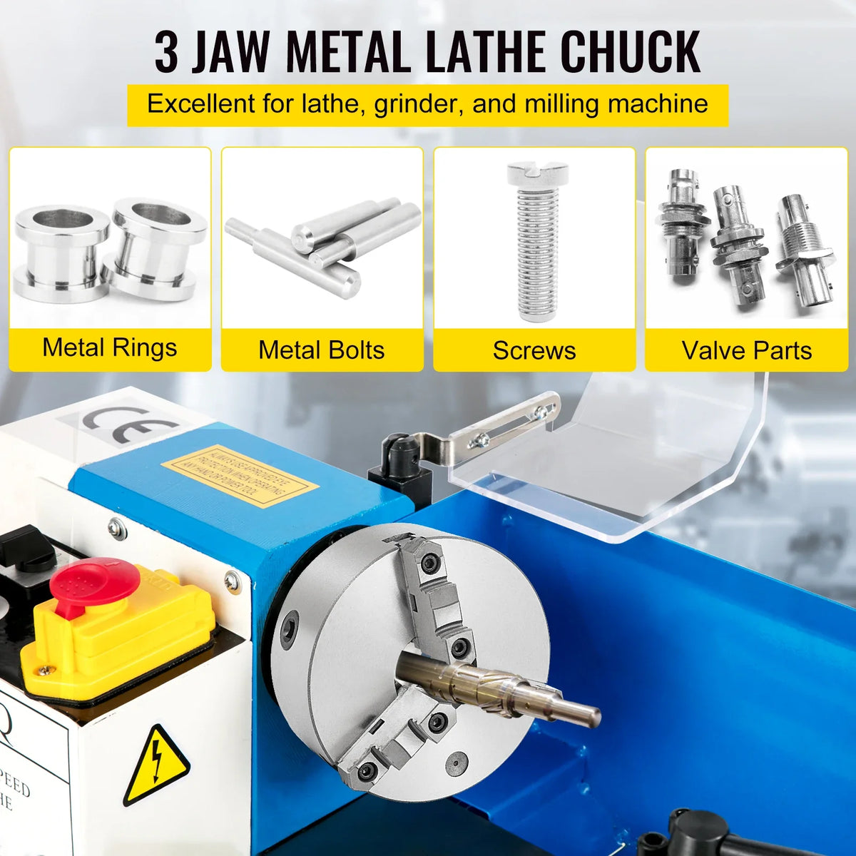 3 Jaw Lathe Chuck K11-200 8Inch K11-250 10inch Self Centering Chuck Hardened Steel Jaws for Lathe Drilling Milling Machine