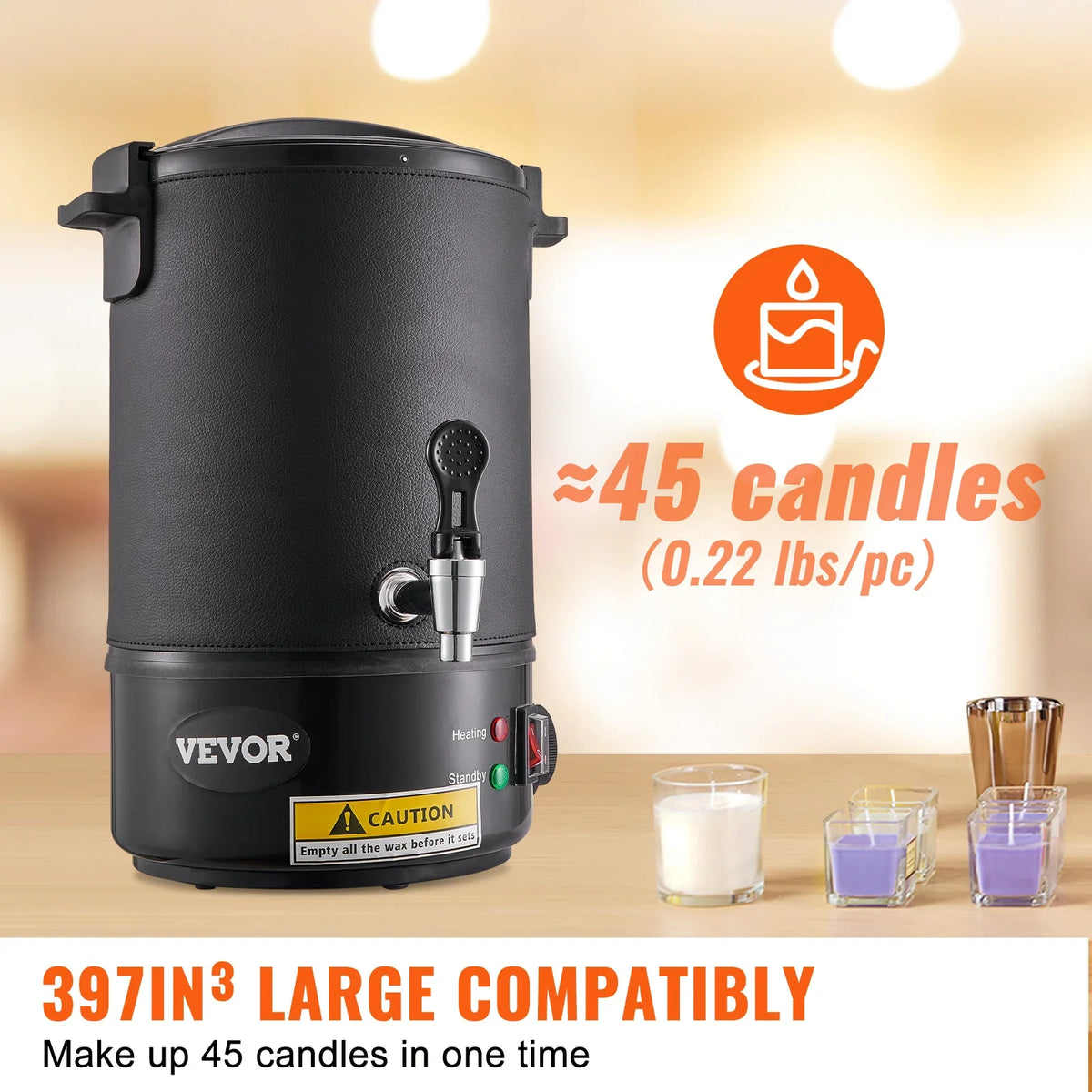 6.5L 10L Wax Melter for Candle Making Large Electric Wax Melting Pot Easy Pour Spout 9-Level Temperature Control