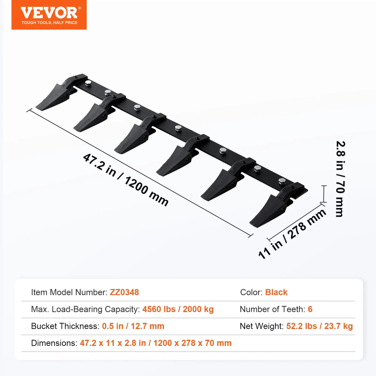 Bucket Tooth Bar Tractor Bucket Teeth Bar for Sub-Compact Tractor Loader Fits 1/2" or Less Bucket Cutting Edge No Drilling