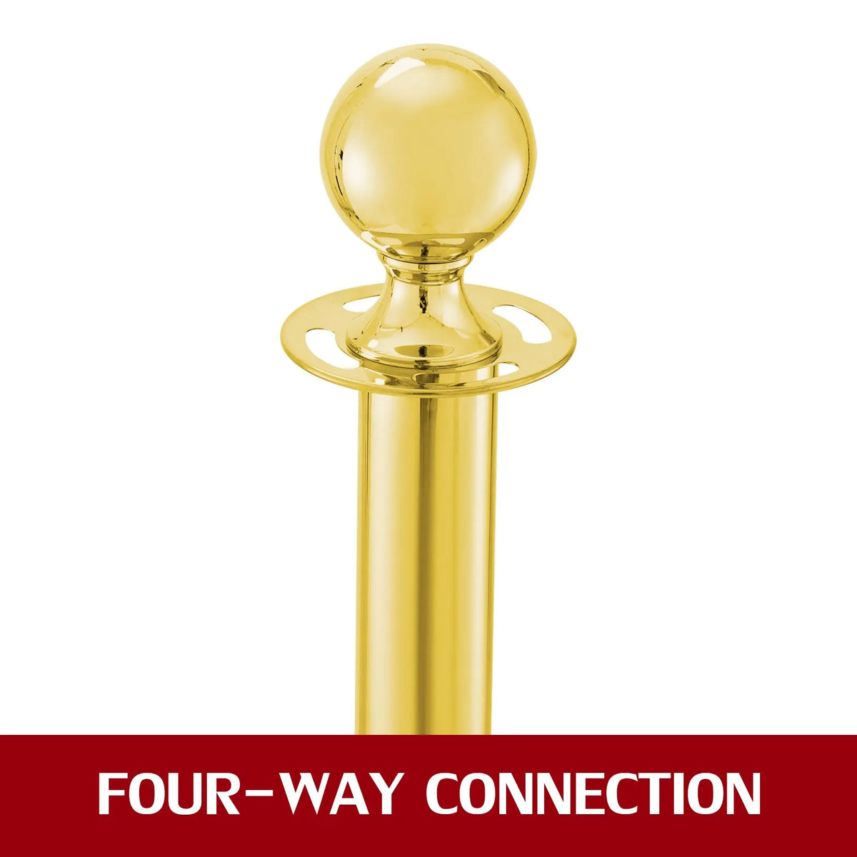 38Inch Gold Stanchion Posts Queue Red Velvet Rope Crowd Control Line Barriers with Stable Base for Party Supplies