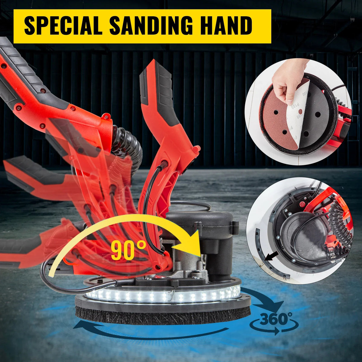 Drywall Sander 850W Electric Drywall Sander Foldable Sheetrock Sander with Telescope Handle Variable Speed Electric Sander