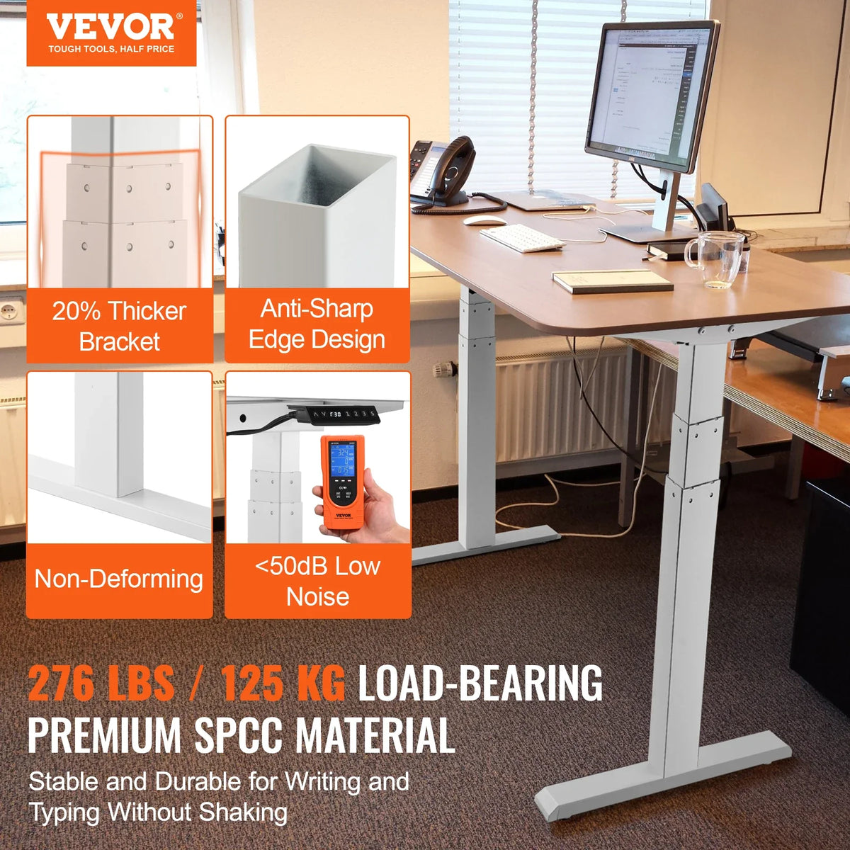 Standing Desk Frame Electric Stand Up Computer Desk Legs Ergonomic DIY Workstation Base for Home and Office Black white