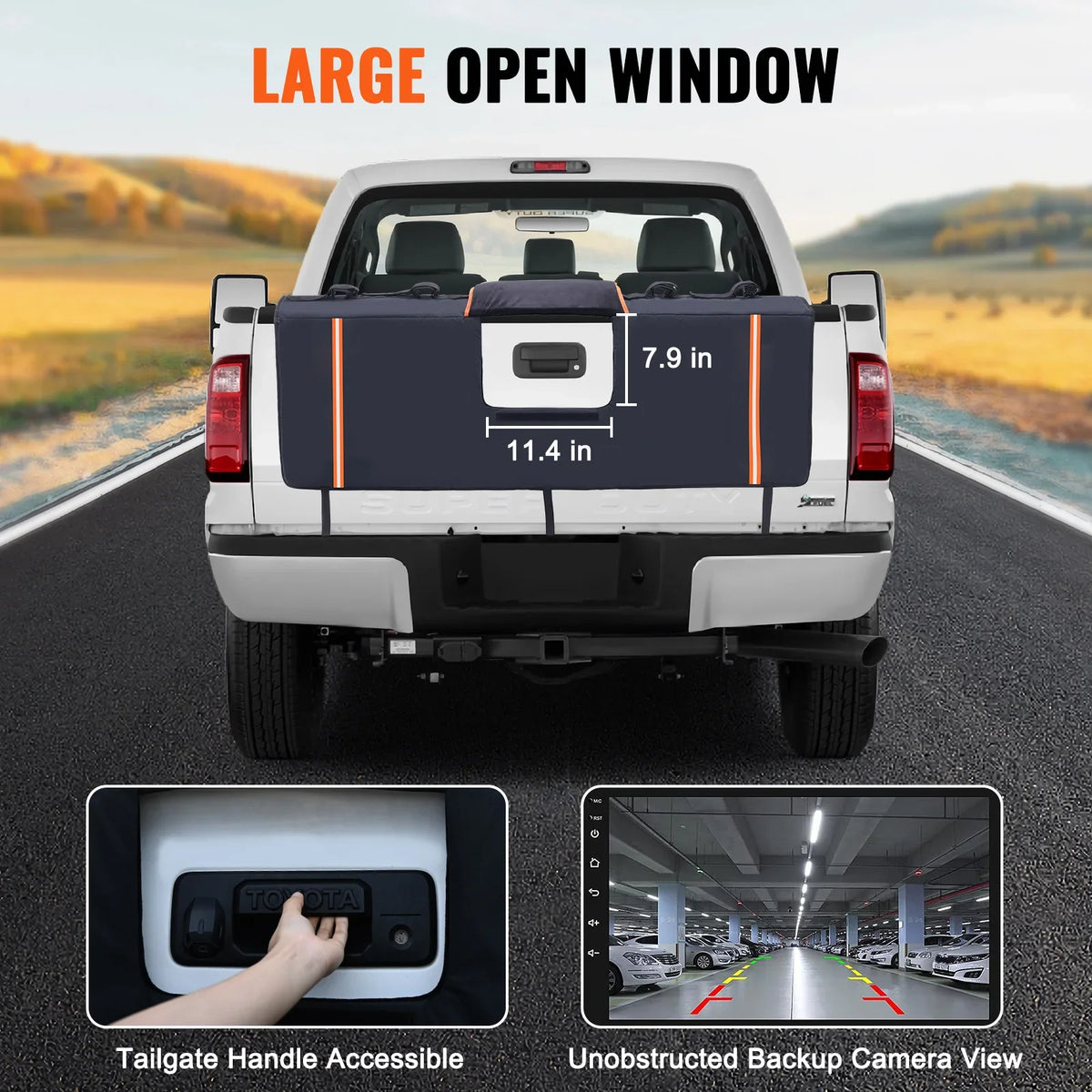 53/62" Truck Tailgate Pad Carry 5 Mountain Bikes, Tailgate Protection Pad with Camera Opening for Mid-Size Pickup Trucks
