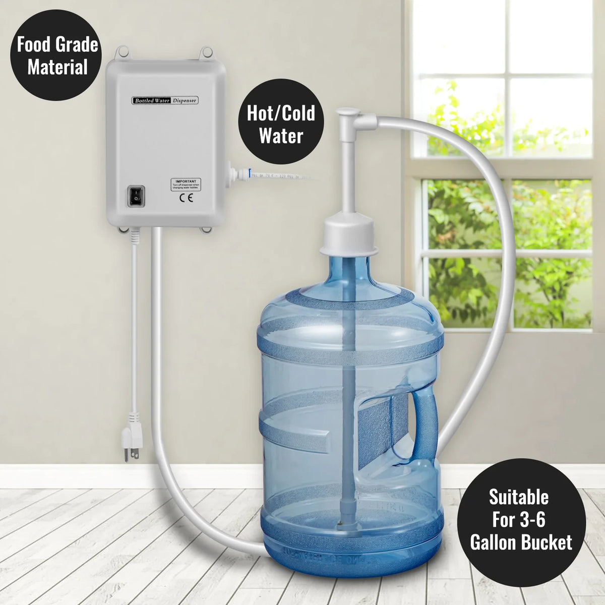 Bottled Water Dispensing Pump With PE Pipe 1 Gal/Min 40 PSI for Coffee Tea Machine Water Dispenser Refrigerator Ice Maker