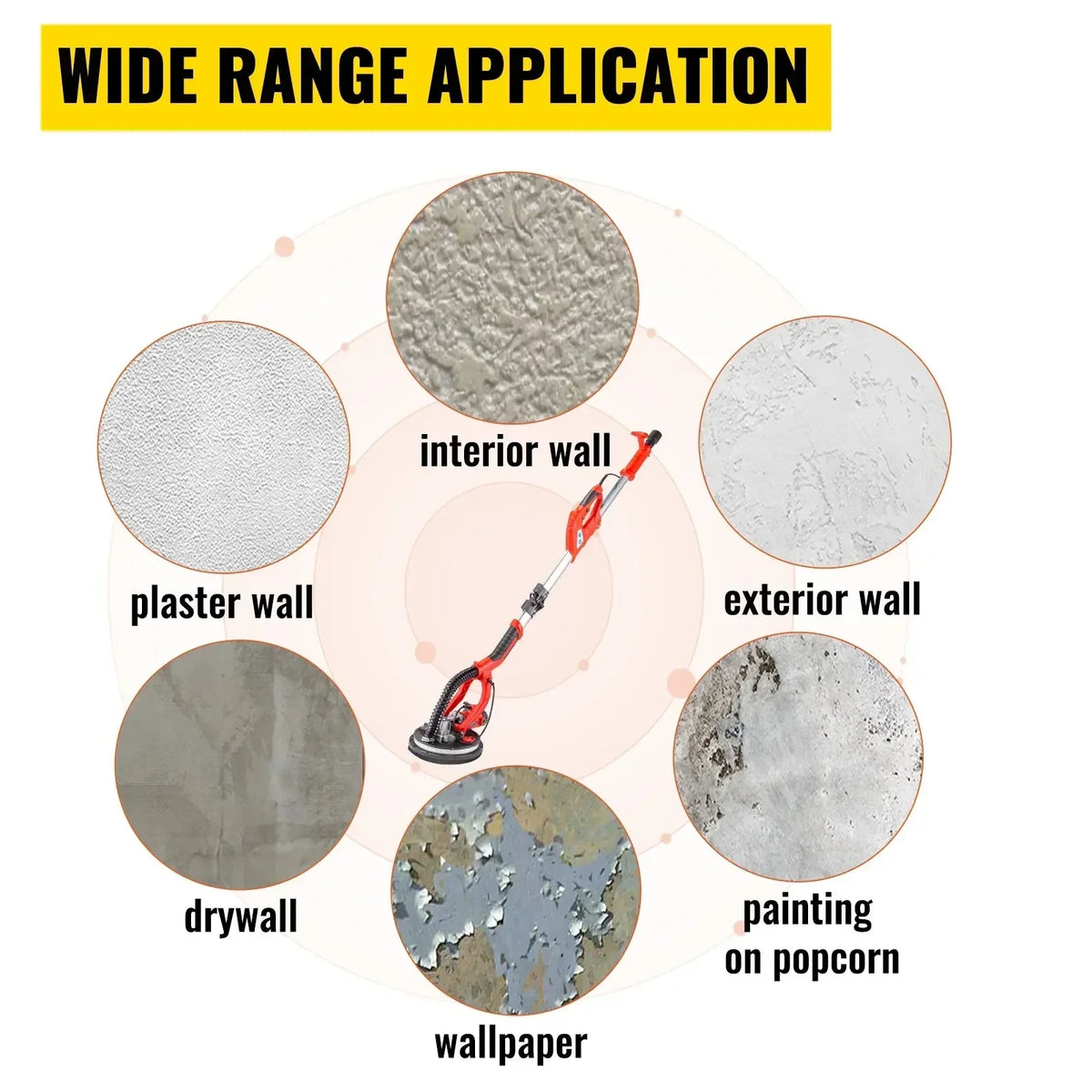 Electric Drywall Polishing Sander 750W Polishing Machine Extendable With LED Strip Light Foldable Electric Drywall Sander