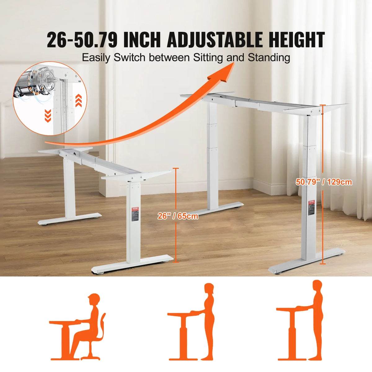 Standing Desk Frame Electric Stand Up Computer Desk Legs Ergonomic DIY Workstation Base for Home and Office Black white