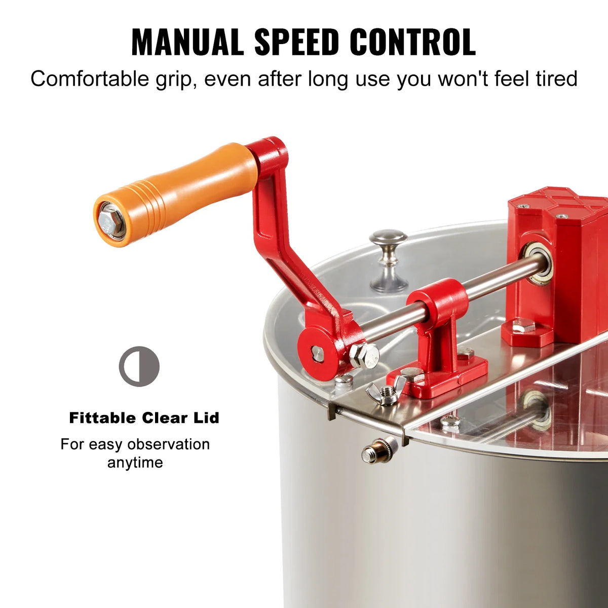 Manual Honey Extractor, 3 Frames Honey Spinner Extractor, Stainless Steel Beekeeping Extraction, Honeycomb Drum Spinner