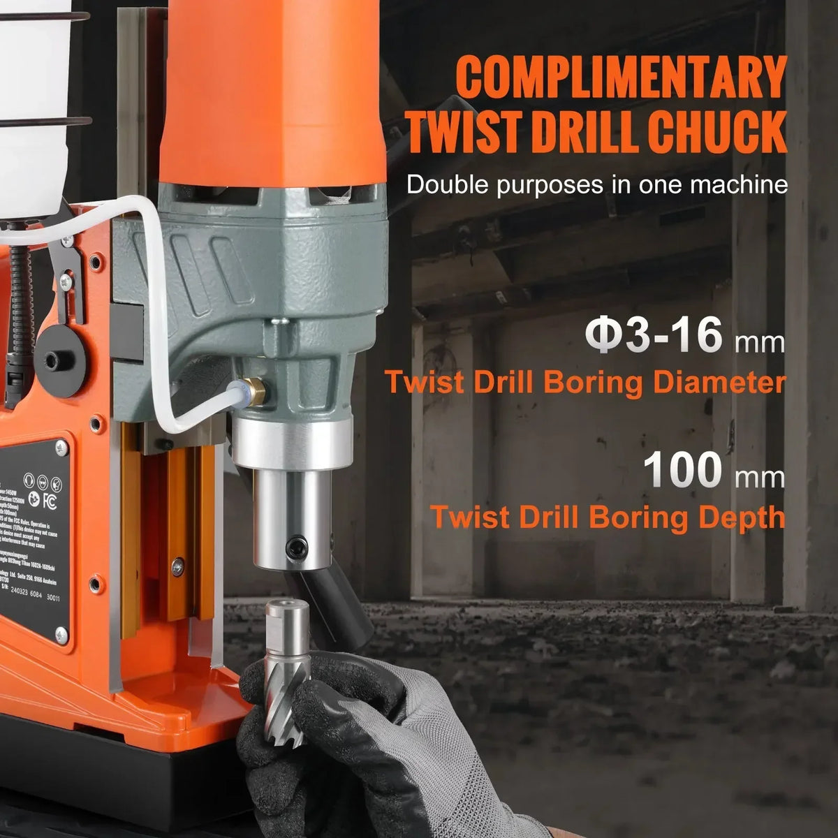 Magnetic Drill 1450W 1.57" 12500N Portable Electric Mag Drill Press Variable Speed Drilling Machine for  Home Improvement