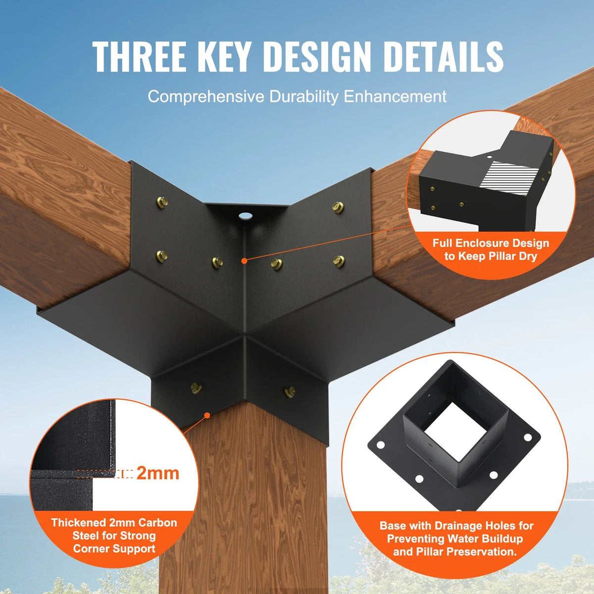 Pergola Bracket Kit Heavy Duty Corner Bracket Woodworks DIY Post Base Kit Easy Installation Wooden Beams