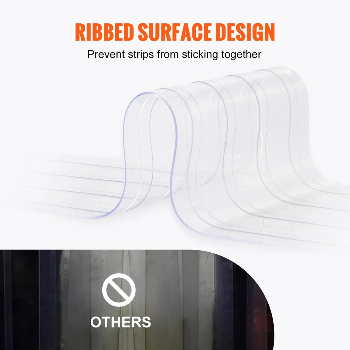 150ft Clear Strip Curtain Ribbed Plastic Durable Door Strips PVC Bulk Roll for Warehouses Factories, Supermarkets