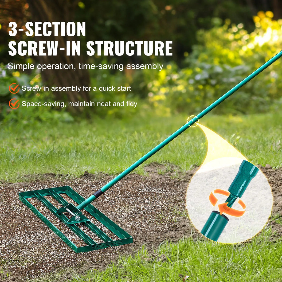 Lawn Leveling Rake Heavy-duty Lawn Leveler with Extended Handle Yard Lawn Tool Leveling Rake Suit for Garden Golf Lawn Far