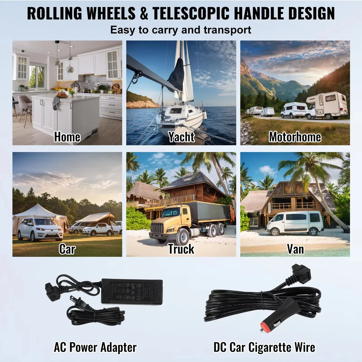 115L Car Refrigerator Car Refrigerator Fridge Dual Zone Freezer with Wheels and Handle -4℉-68℉ 12/24V DC