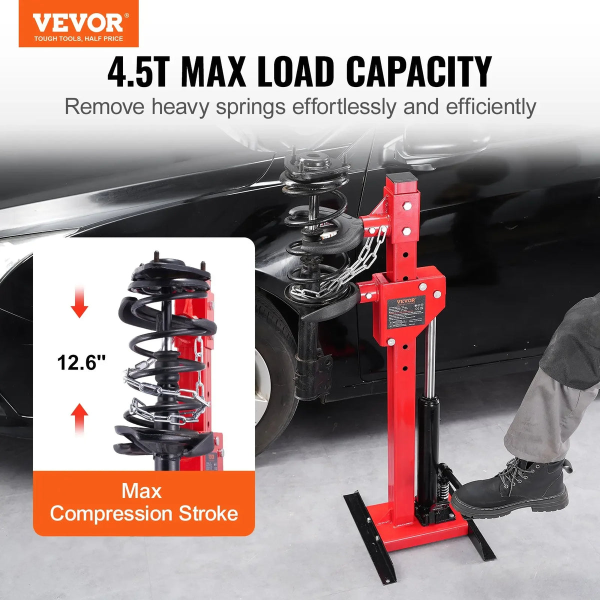 Strut Spring Compressor 4.5 Ton / 9920 LBS Hydraulic Jack 1 Ton Rated Compression Force Auto Strut Coil Spring Compressor
