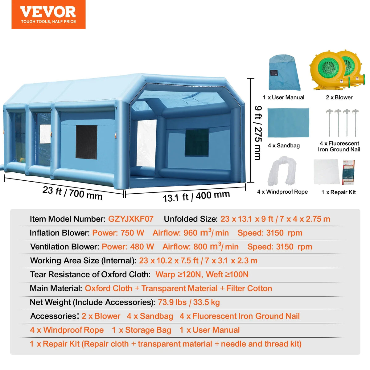 Inflatable Paint Booth Inflatable Spray Booth with Powerful Blowers and Air Filter System Portable Car Paint Booth