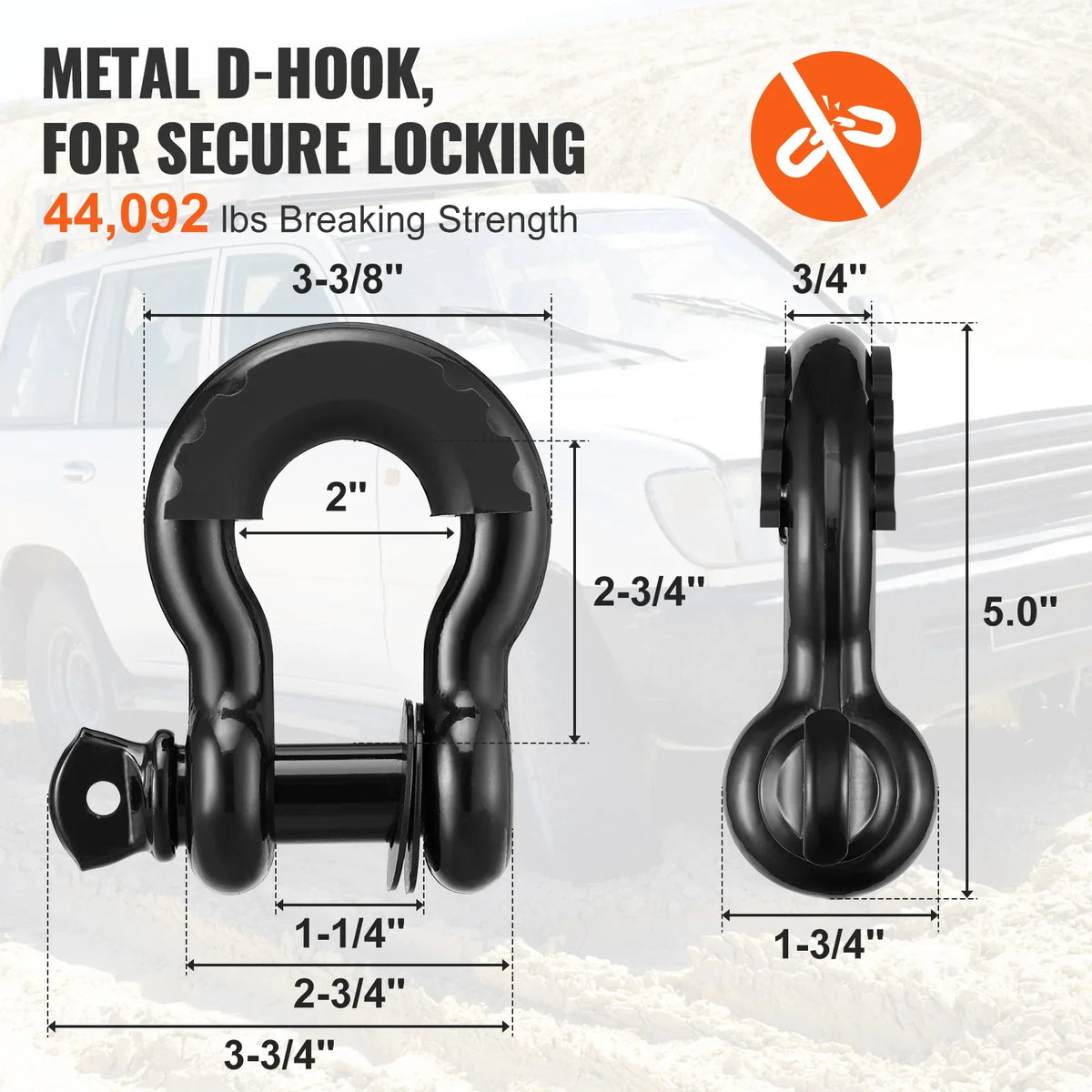 3" x 30' Heavy Duty Winch Recovery Kit with 30000 lbs Tow Straps 44092 lbs D-Ring Shackles for ATV Jeep Truck