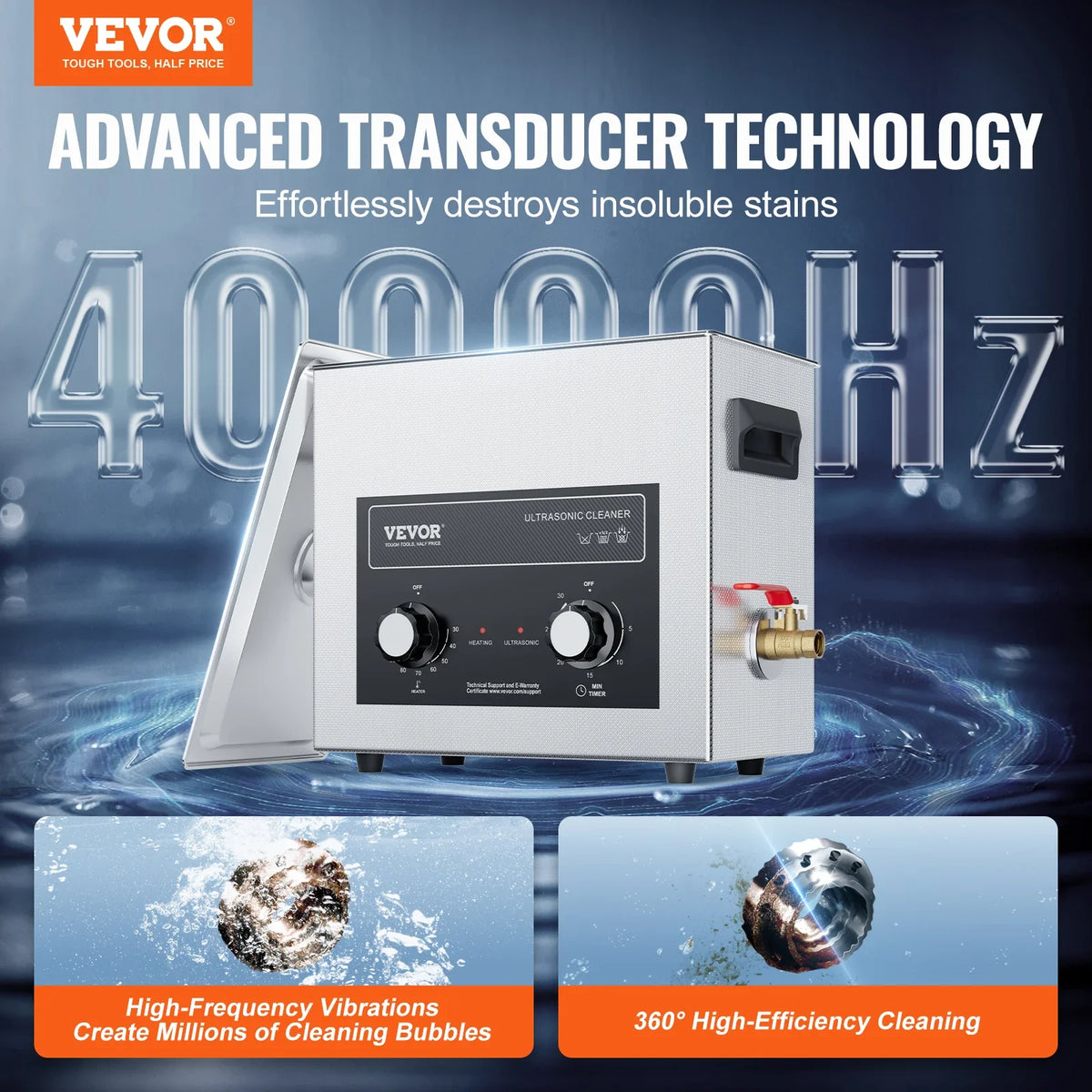 6L Ultrasonic Cleaner with Heater Timer & Basket, Professional Digital Sonic Cavitation Machine, 180W Cleaning Machine