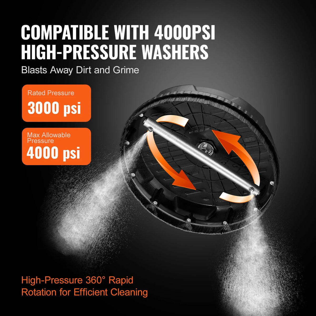 Floor Surface Pressure Cleaner Universal 15" Pressure Washer Attachment W/ 1/4" Quick-Connector Power Concrete Cleaner