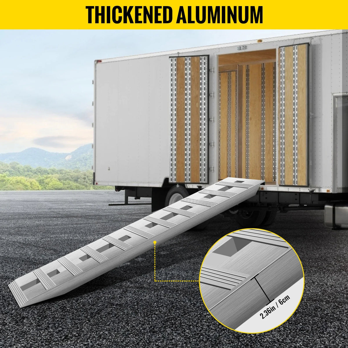Aluminum Trailer Ramps 6000LBS Total Beavertail Hook End 1 Pair 2 Ramps for Dirt Bike UTV ATV Pickup Trucks Bed