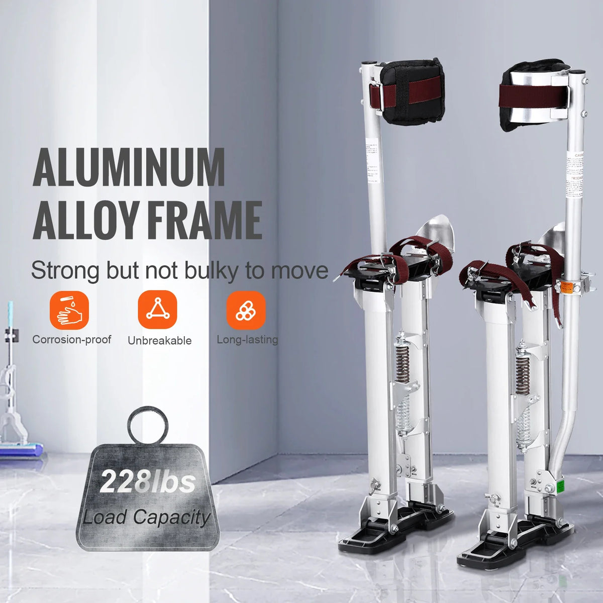 Drywall Stilts 18''-30'' Adjustable Aluminum Tool Stilts with Protective Knee Pads Non-Slip Work Stilts for Home