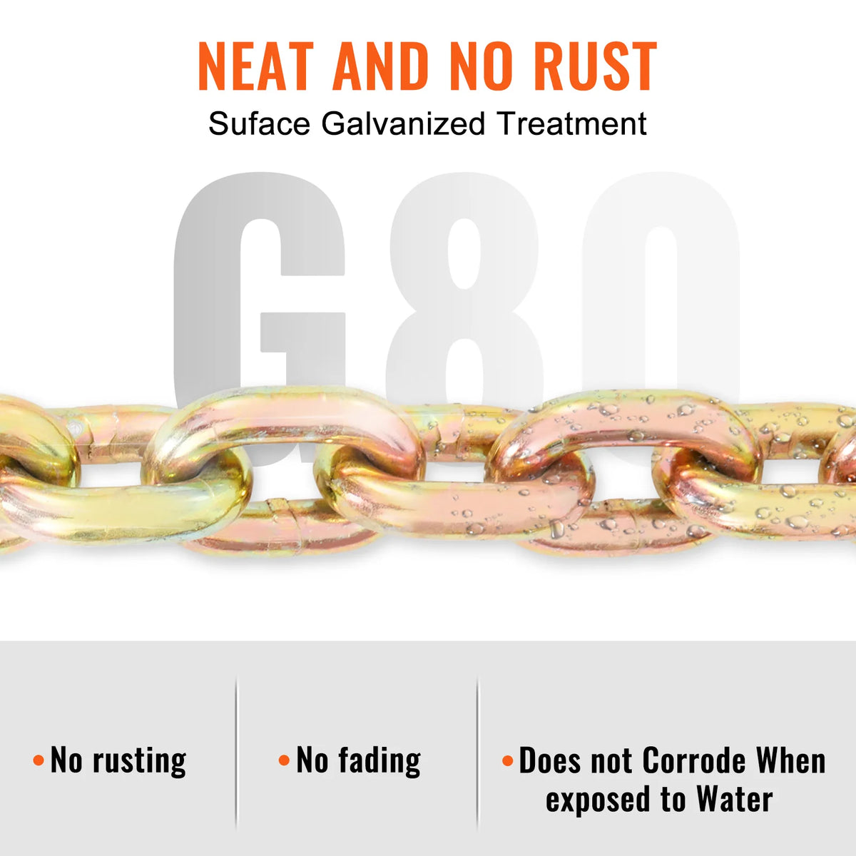 Transport Binder Chain, 4900/7100 lbs Working Load Limit, 3/8'' x 20' 5/16'' x 20' G80 Tow Chain Tie Down with Grab Hooks