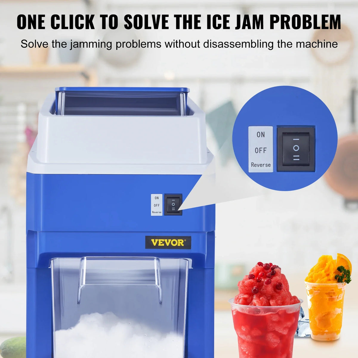 Commercial Ice Shaver Crusher, 265lbs Per Hour Electric Snow Cone Maker w/4.4lbs Ice Box, 650W Tabletop Shaved Ice Machine