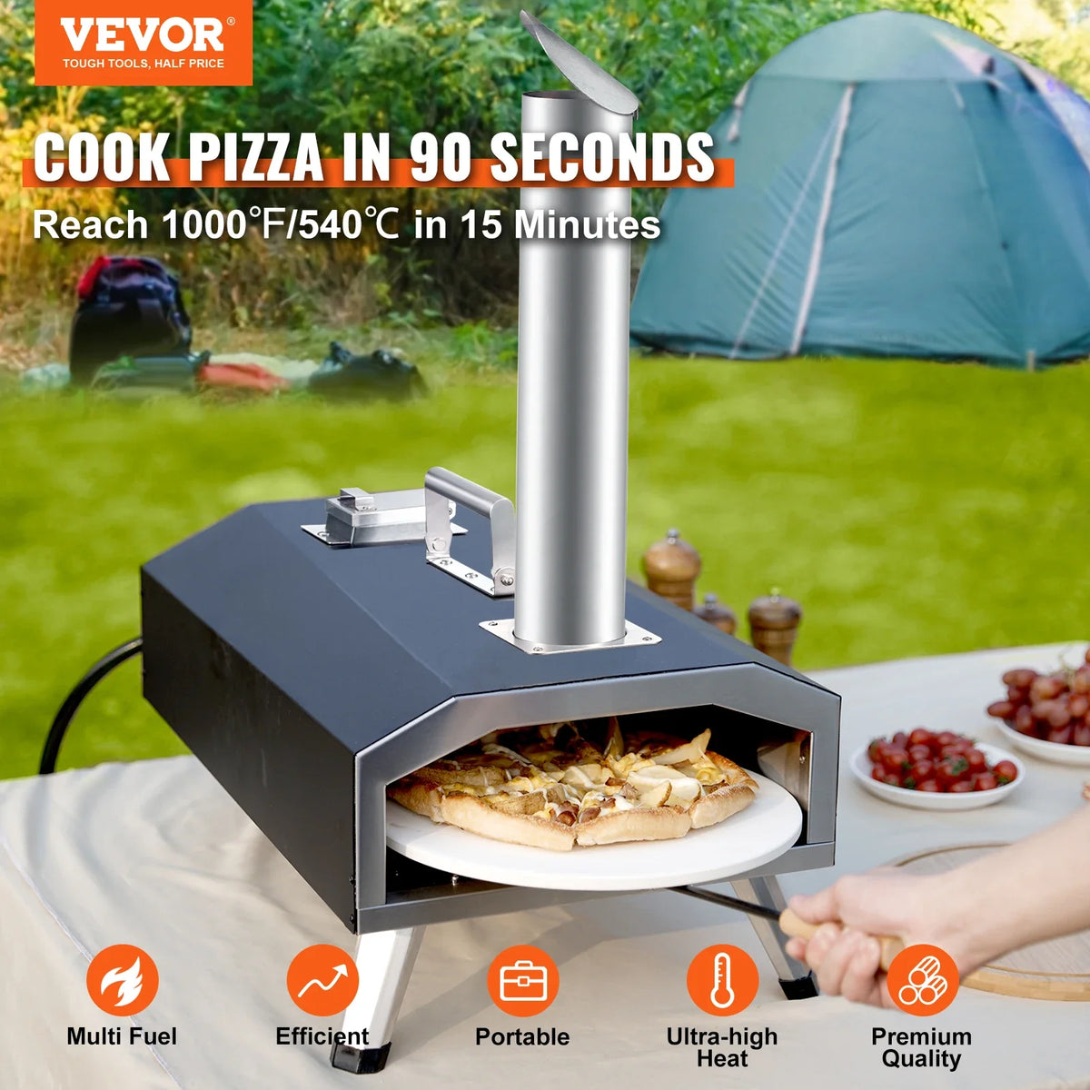Multi-fuel Outdoor Pizza Oven,12/13/16 inch Wood Fired & Gas Pizza Maker Portable Pizza Ovens for Outside Backyard Camping