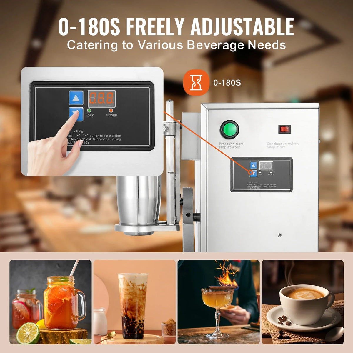 Milkshake Maker Machine, 120W Commercial Milk Tea Shaker Machine, Double Head Milk Shake Mixer Machine, 0-180s Adjustable