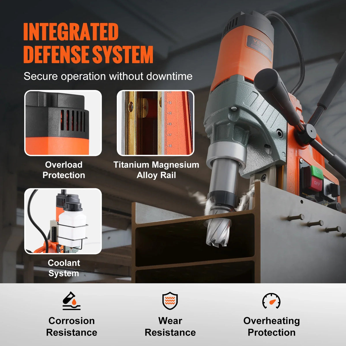 Magnetic Drill, 1450W 1.57/2In Boring Diameter, Portable Electric Mag Drill Press,800RPM Drilling Machine