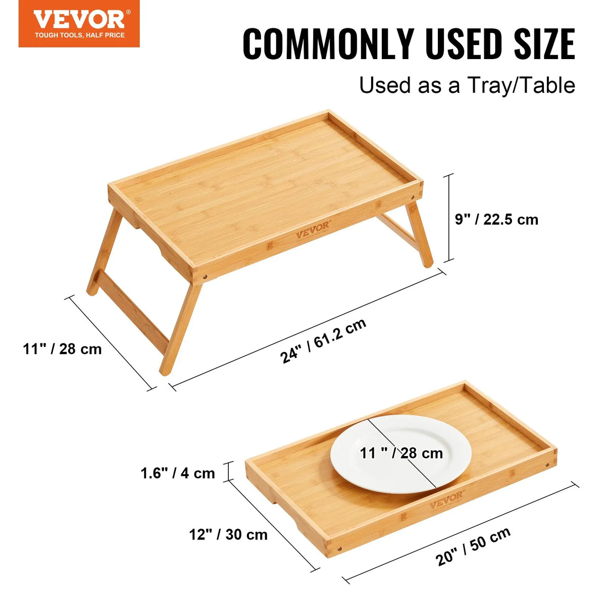 Bamboo Bed Tray Laptop Table with Foldable Legs,Mini Stand Lap Desk/Table,Multifunction Snack/Breakfast Tray Bed Table