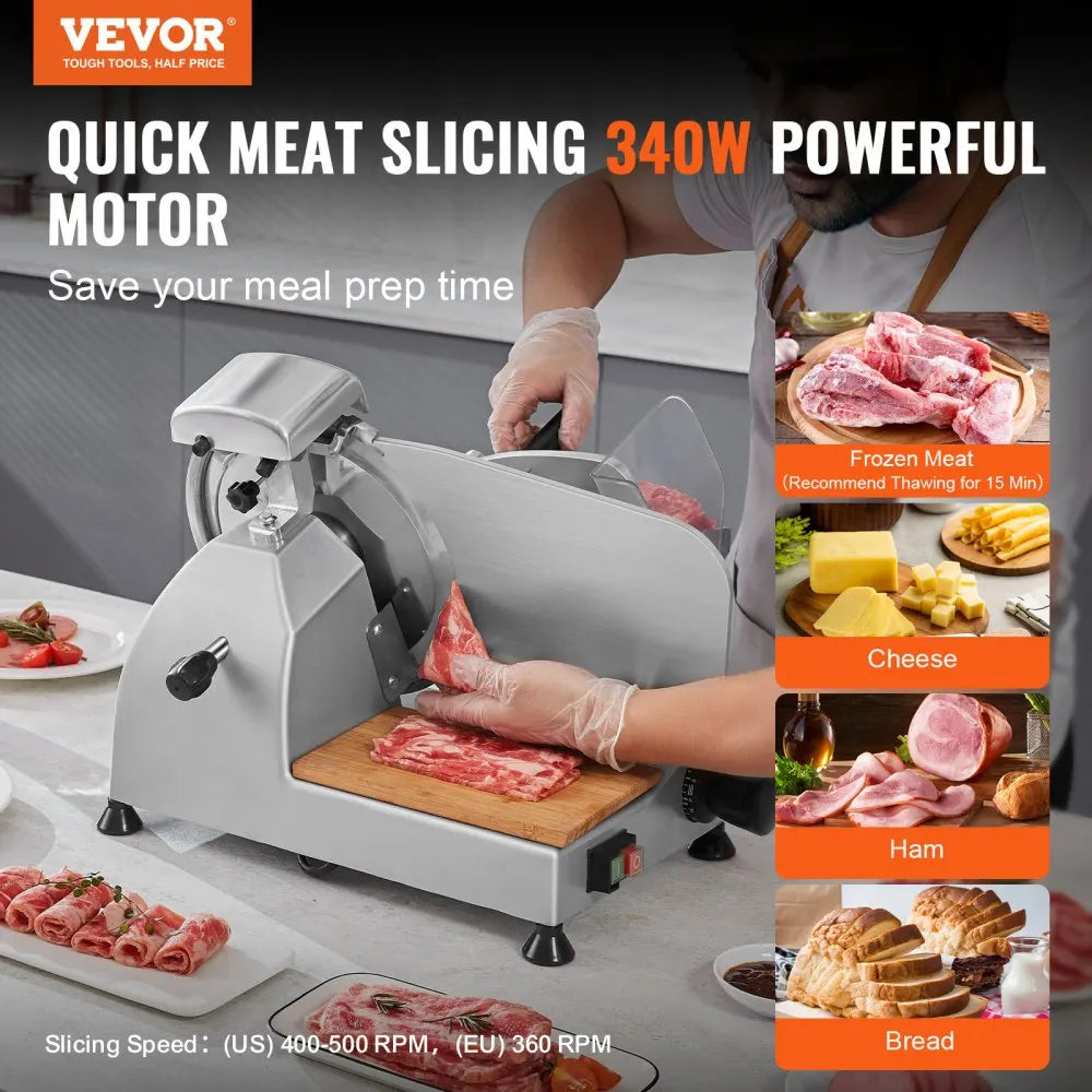 Meat Slicer  Electric Deli Food Slicer with   SUS420 Stainless Steel Blade and Built-in Sharpening Stone