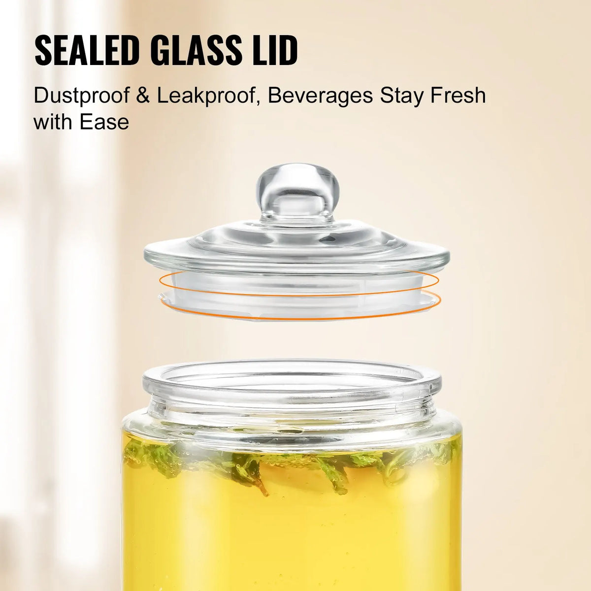 Beverage Dispenser Container,1/2 Gallon Drink Dispensers for Parties,Glass Juice Dispenser with Stainless Steel Spigot