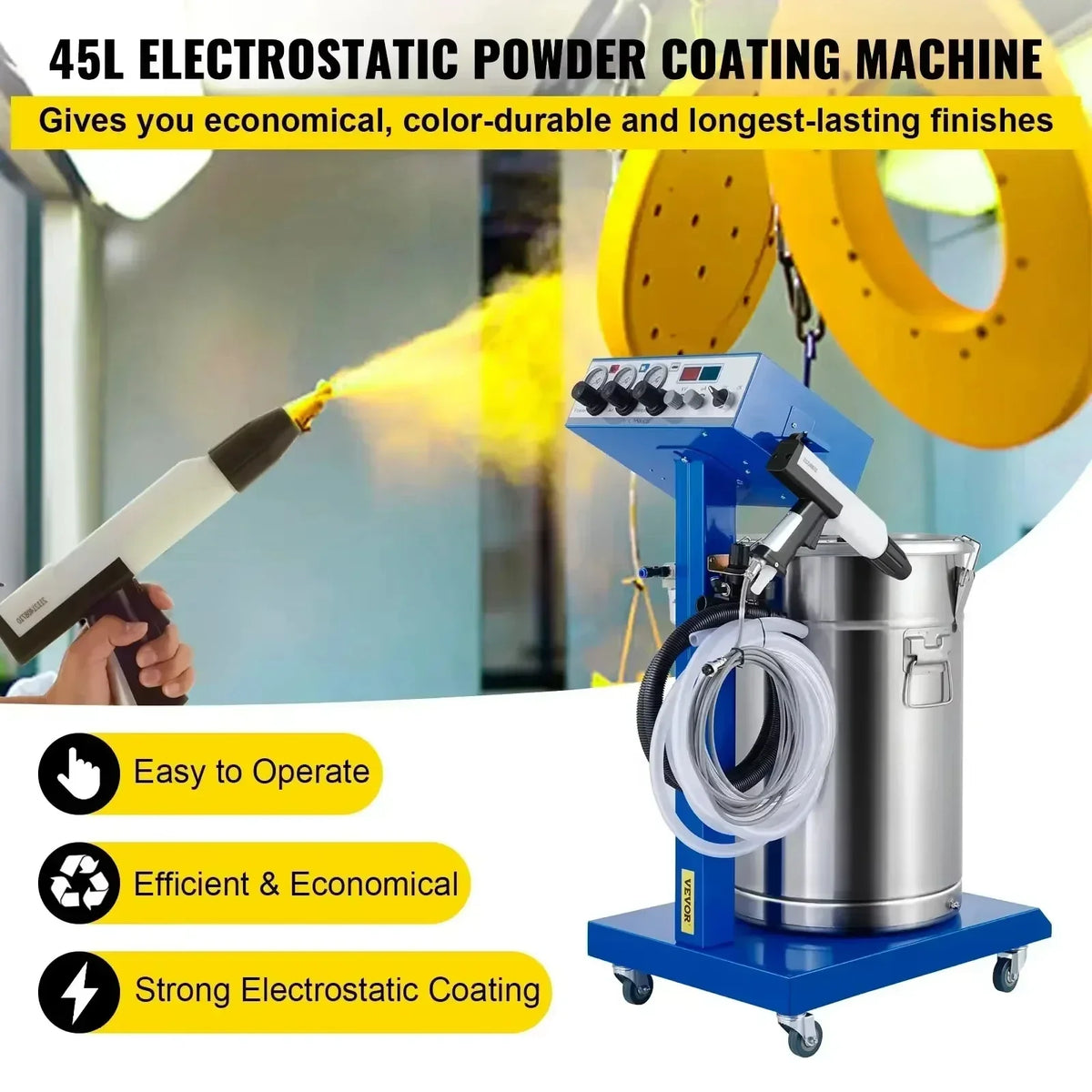 Powder Coating Gun Machine WX-958 Electrostatic Spray Powder Coating Machine 50W 45L Spraying Gun Paint Powder Coating