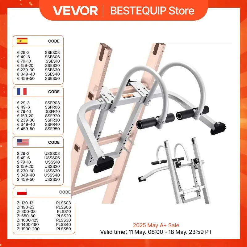 Ladder Stabilizer 2in1 Extension Wall Ladder Standoff Hook Roof Ridge Ladder Accessories Both Horizontally and Vertically