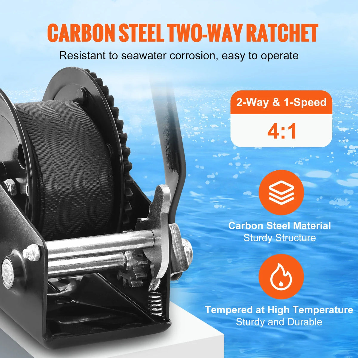 Hand Winch, 1200/1600/2000/3500 lbs Pulling Capacity, Manual Operated Hand Crank Winch for Trailer, Boat or ATV Towing