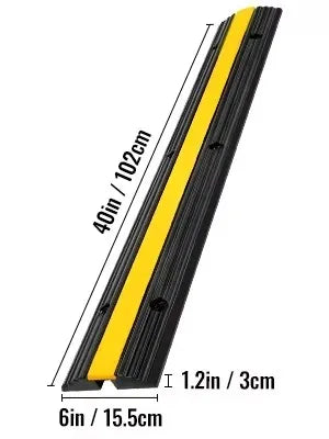 Cable Protector Modular Rubber Speed Bump 4PCS 1 Channel Driveway Ramp Wire Cover Cord Guard for Parking Lot Warehouses