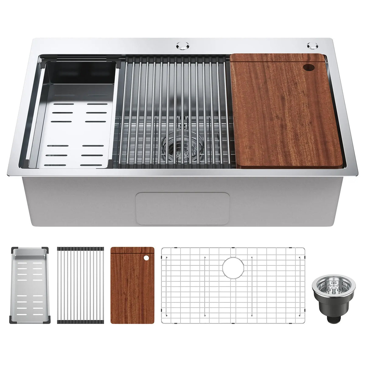 Kitchen Sink 304 Stainless Steel Drop-In Sinks,Top Mount Single Bowl Basin Household Dishwasher Sinks for RV Prep Kitchen
