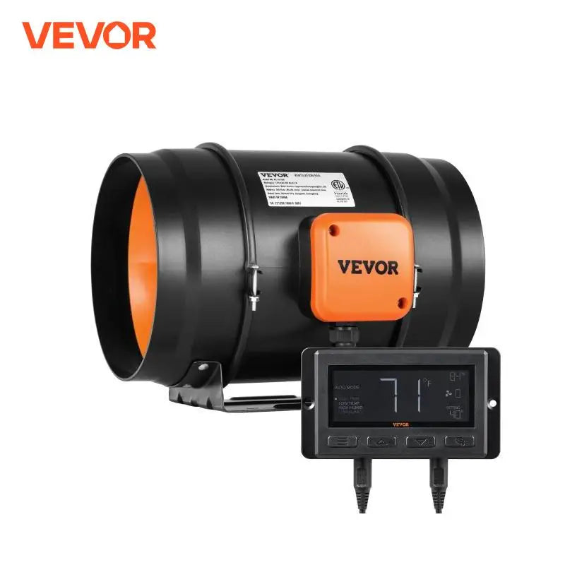 Inline Duct Fan with Temperature Humidity Controller Quiet EC-motor Ventilation Exhaust Fan for Cooling Booster Grow Tents
